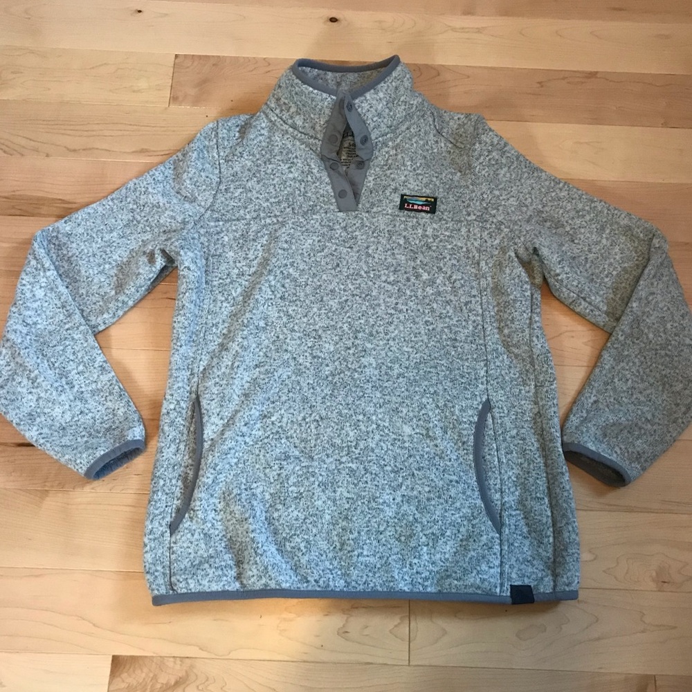 Ll Bean 1/4 Pullover Snap Button Gray Sweater - image 1